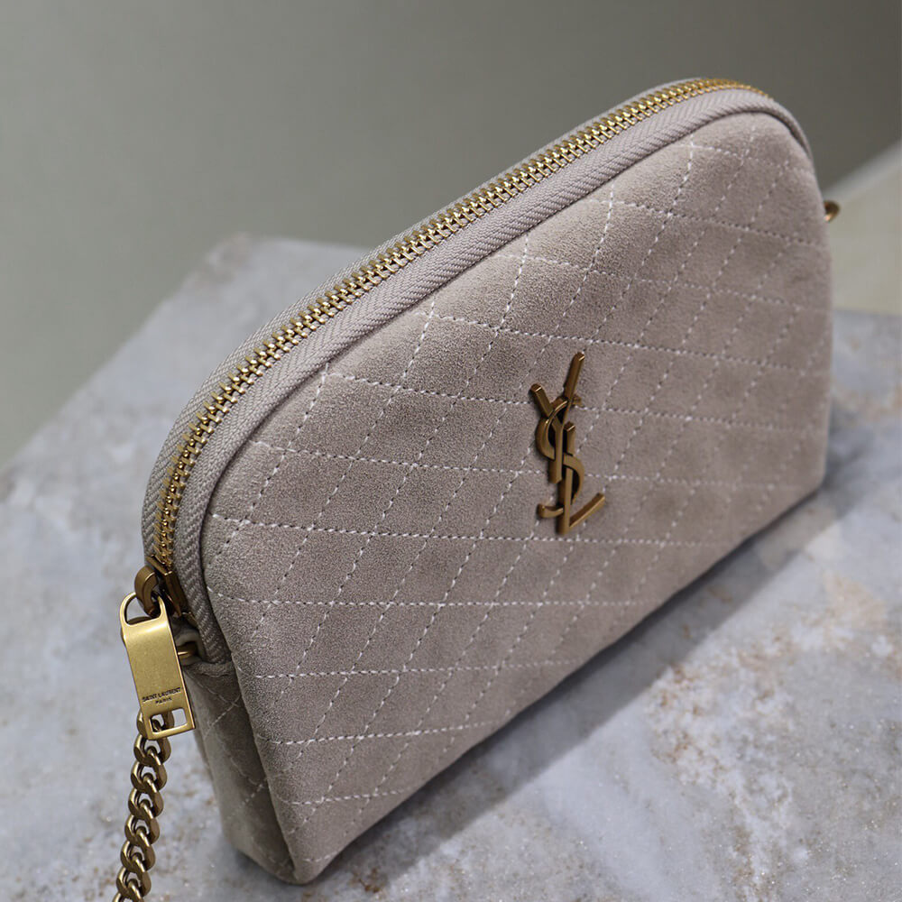 YSL GABY zipped pouch in suede