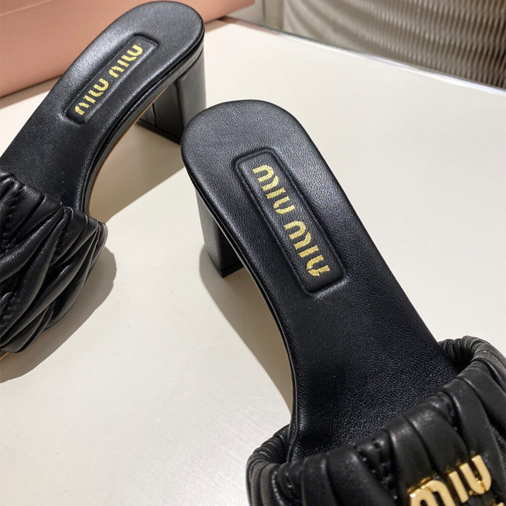 MiuMiu Matelass?? nappa leather slides
