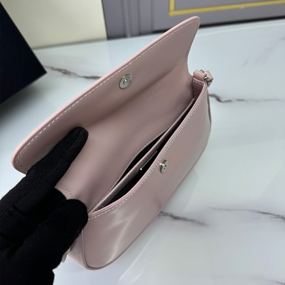 Small Prada Cleo brushed leather shoulder bag with flap