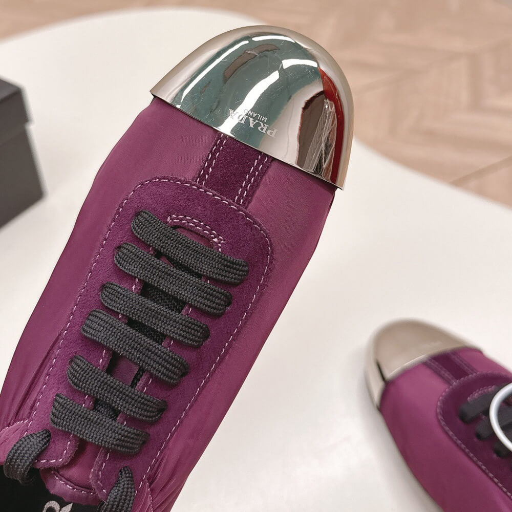 PRADA Collapse Re-Nylon and suede sneakers with metal toecap