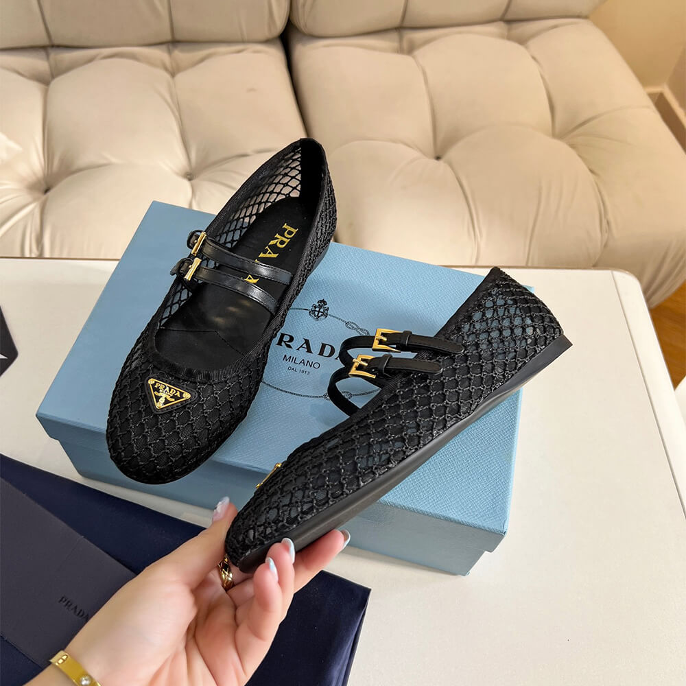 PRADA Mesh fabric ballerinas