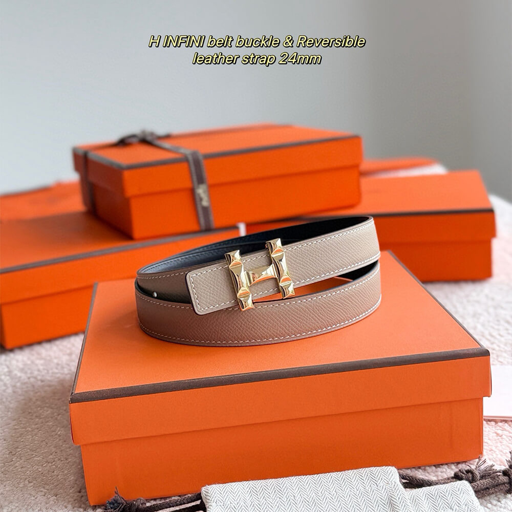 H Infini belt buckle   Reversible leather strap 24 mm