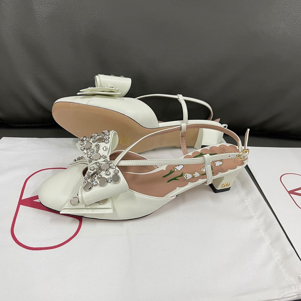 VALENTINO BOWOW crystal-embellished sheepskin high heels (heel height 4.5 cm)