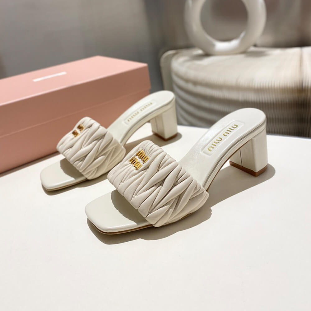 MiuMiu Matelass?? nappa leather slides