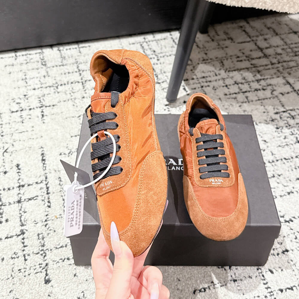 PRADA Collapse Re-Nylon and suede sneakers