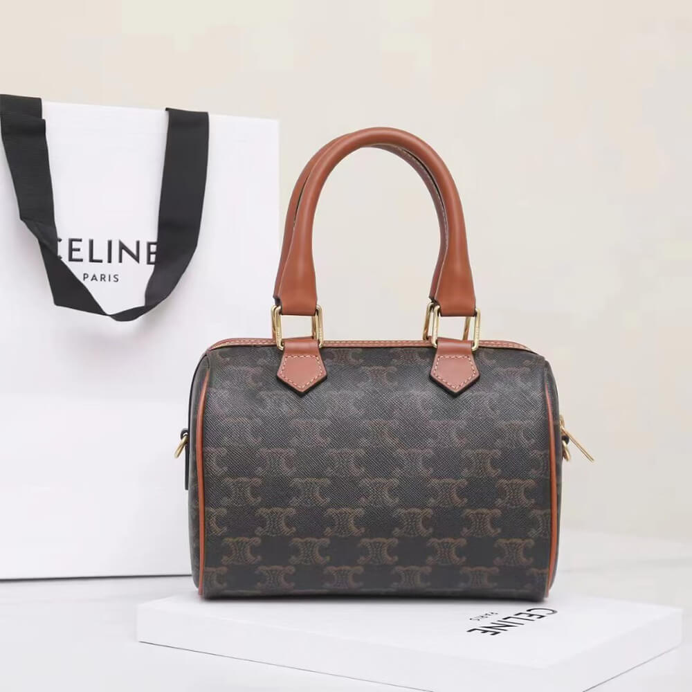 CELINE Small Boston IN Triomphe Canvas and calfskin