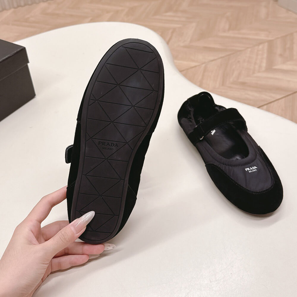 PRADA Re-Nylon and suede ballet flats