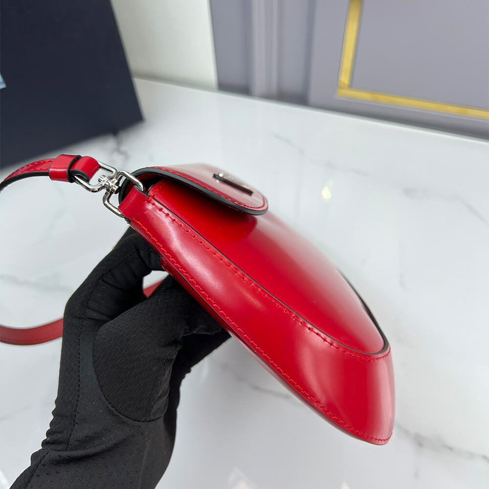 Small Prada Cleo brushed leather shoulder bag with flap