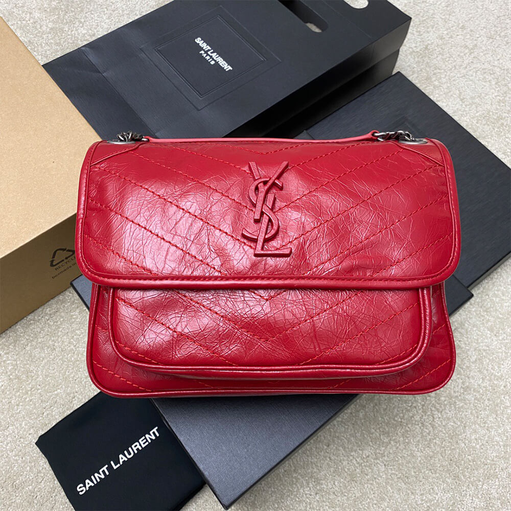 YSL NIKI MEDIUM IN CRINKLED VINTAGE LEATHER(HIGH-END GRADE)