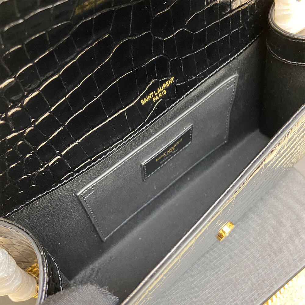 YSL kate medium tassel in crocodile-embossed leather