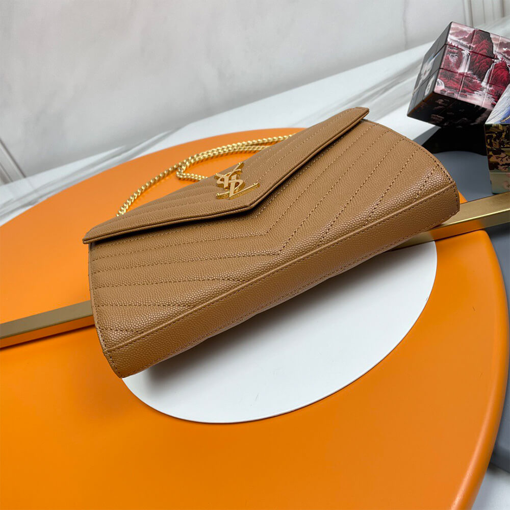 YSL classic cassandre chain wallet in grain de poudre leather