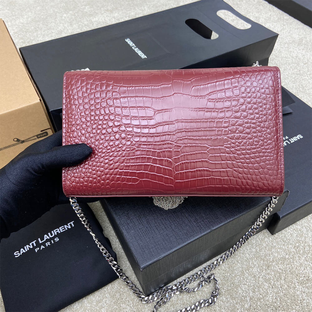 YSL kate medium tassel in crocodile-embossed leather