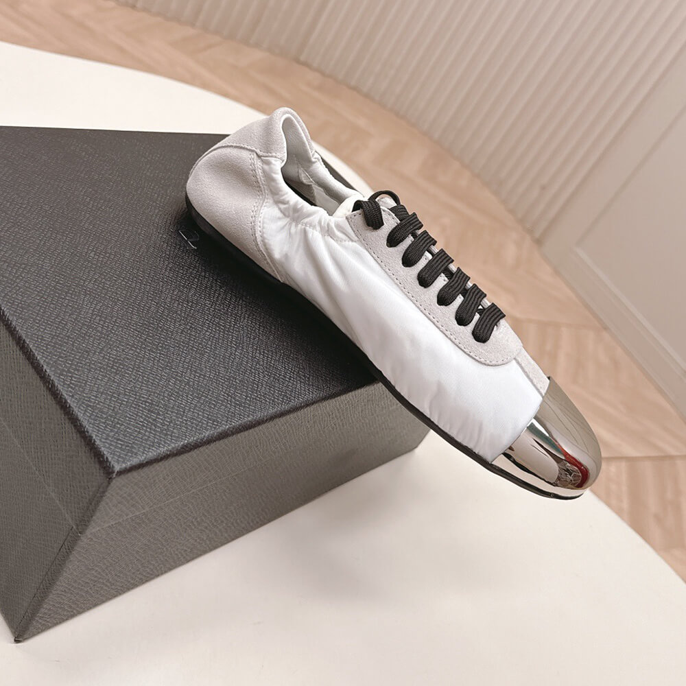 PRADA Collapse Re-Nylon and suede sneakers with metal toecap