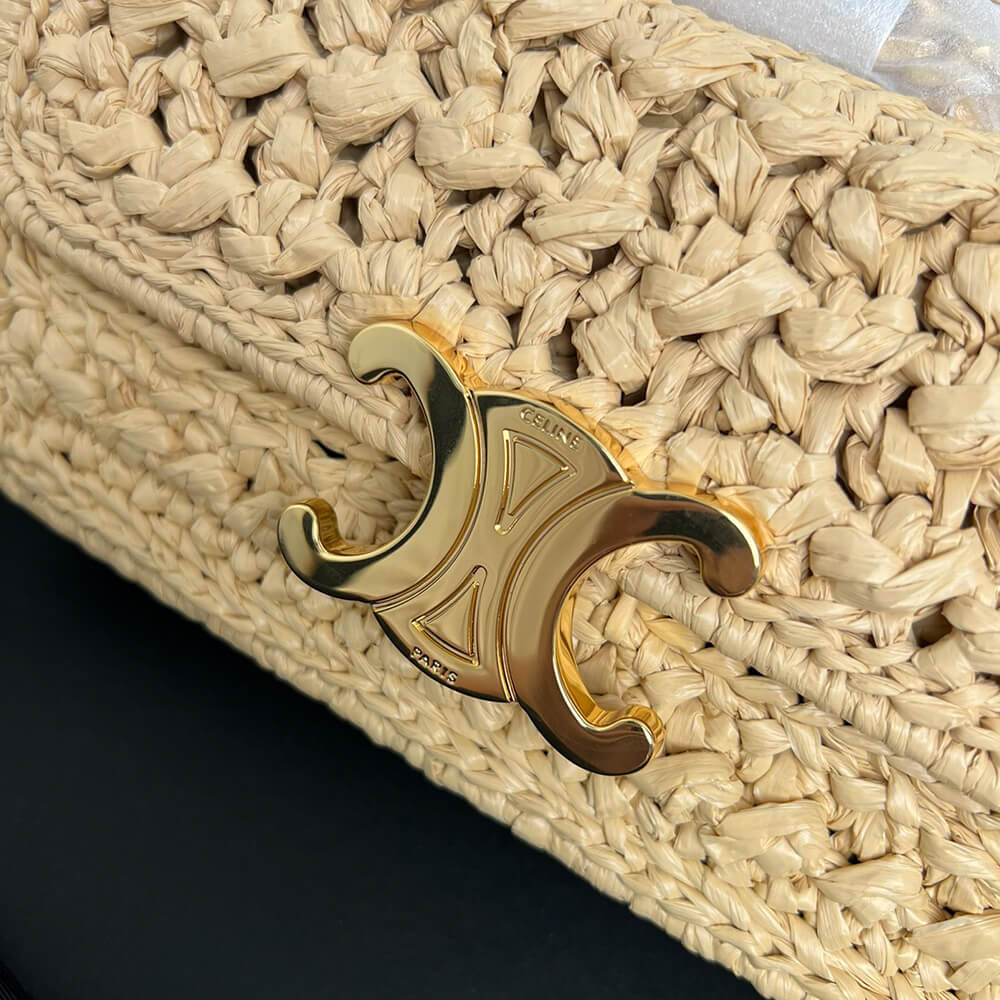 CELINE CHAIN SHOULDER BAG CLAUDE IN RAFFIA EFFECT TEXTILE(HIGH-END GRADE)