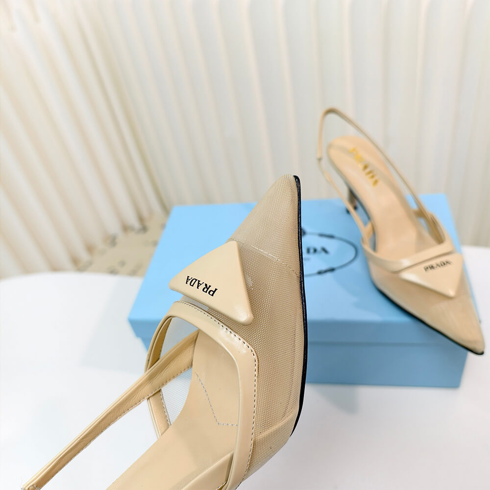 PRADA Mesh fabric slingback pumps