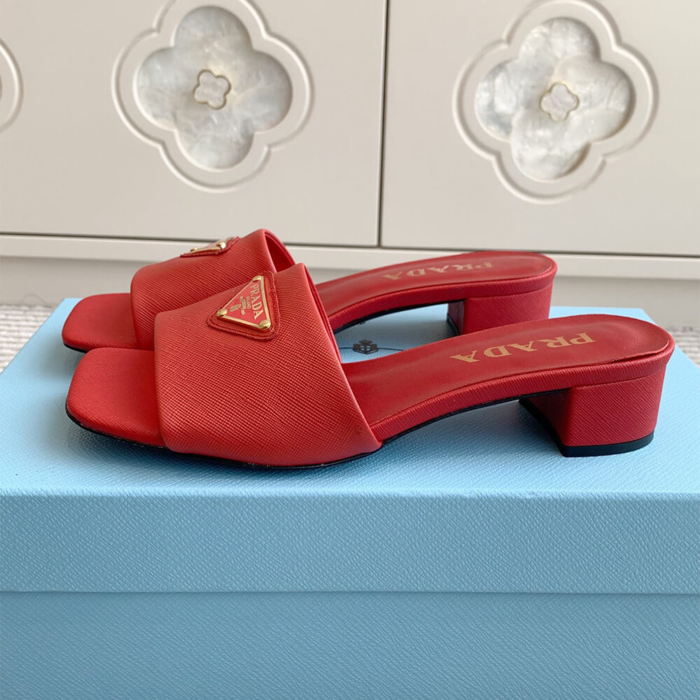 Prada Saffiano patent leather sandals