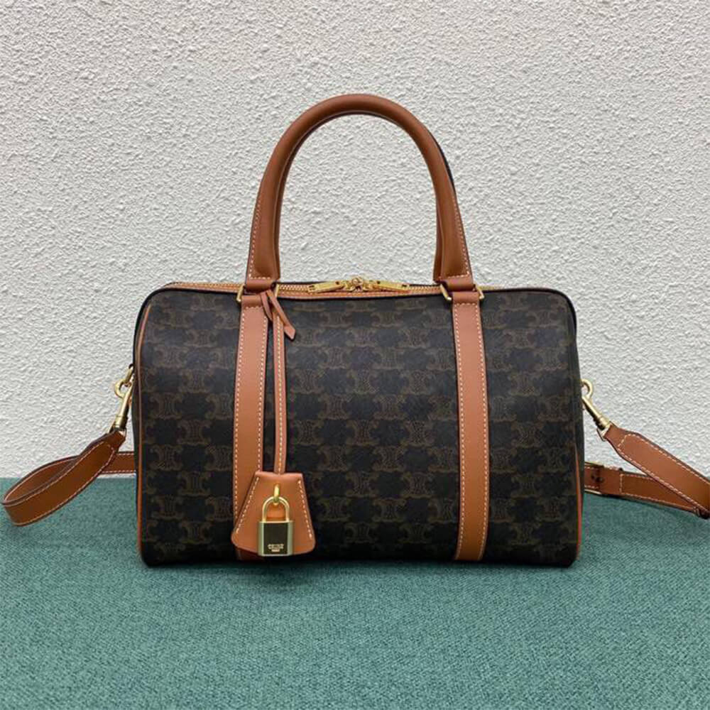 CELINE Large Boston IN Triomphe Canvas and calfskin
