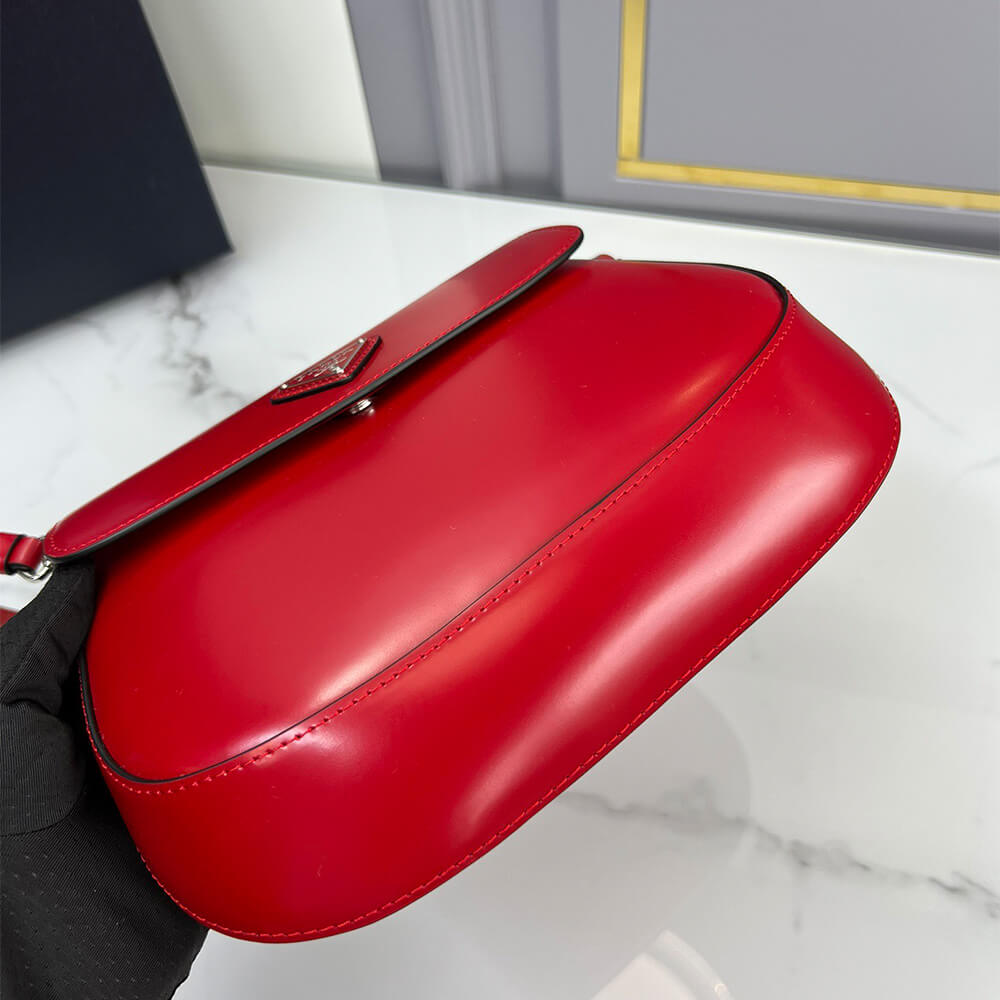 Small Prada Cleo brushed leather shoulder bag with flap