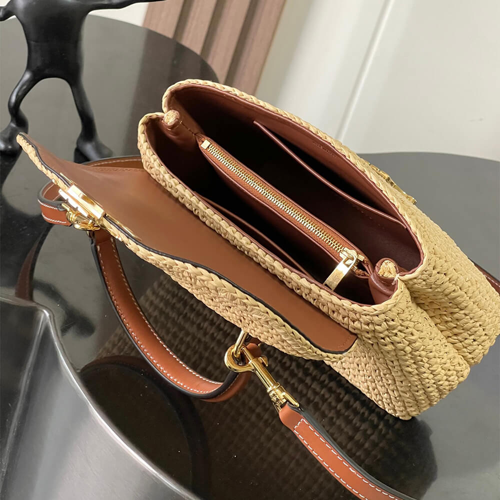 CELINE TEEN NINO BAG IN Raffia and calfskin(HIGH-END GRADE)