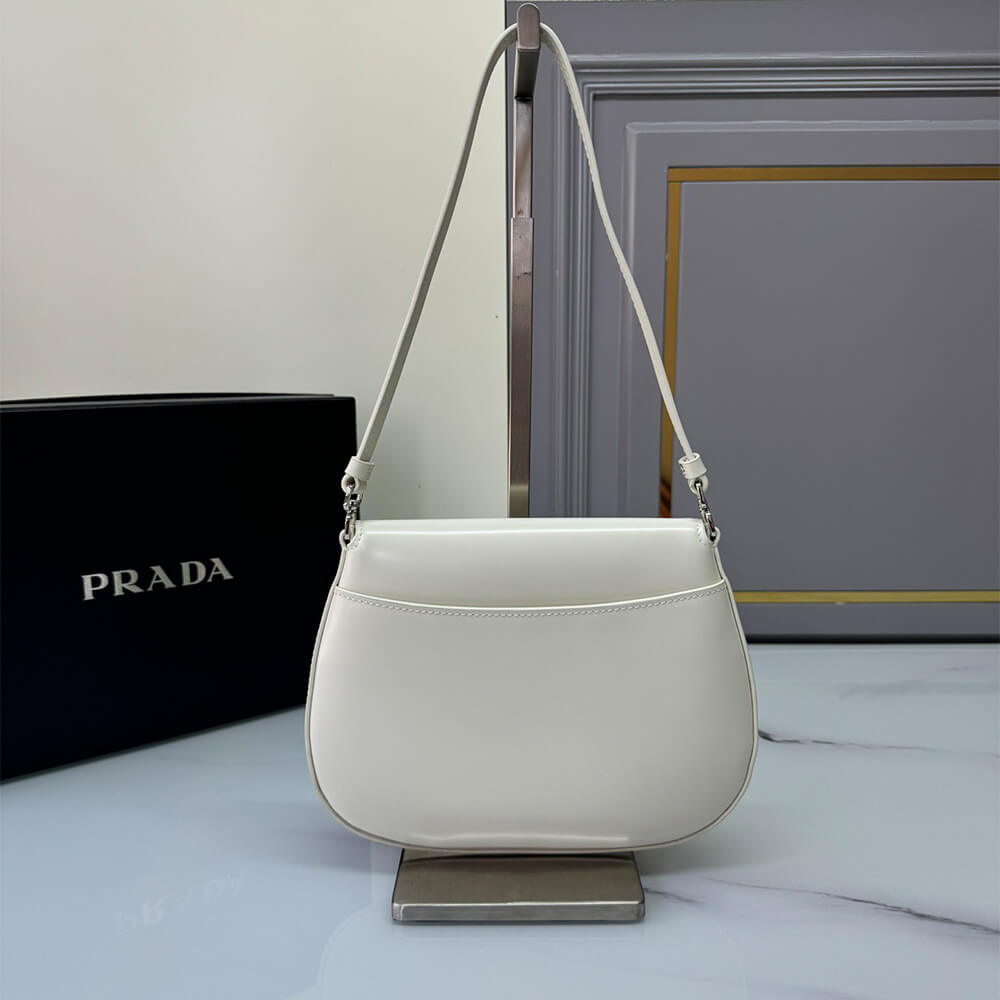 Small Prada Cleo brushed leather shoulder bag with flap