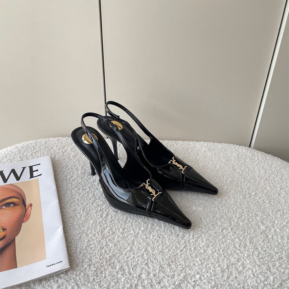 YSL Babylone Breteuil Slingback Pumps in Patent Leather