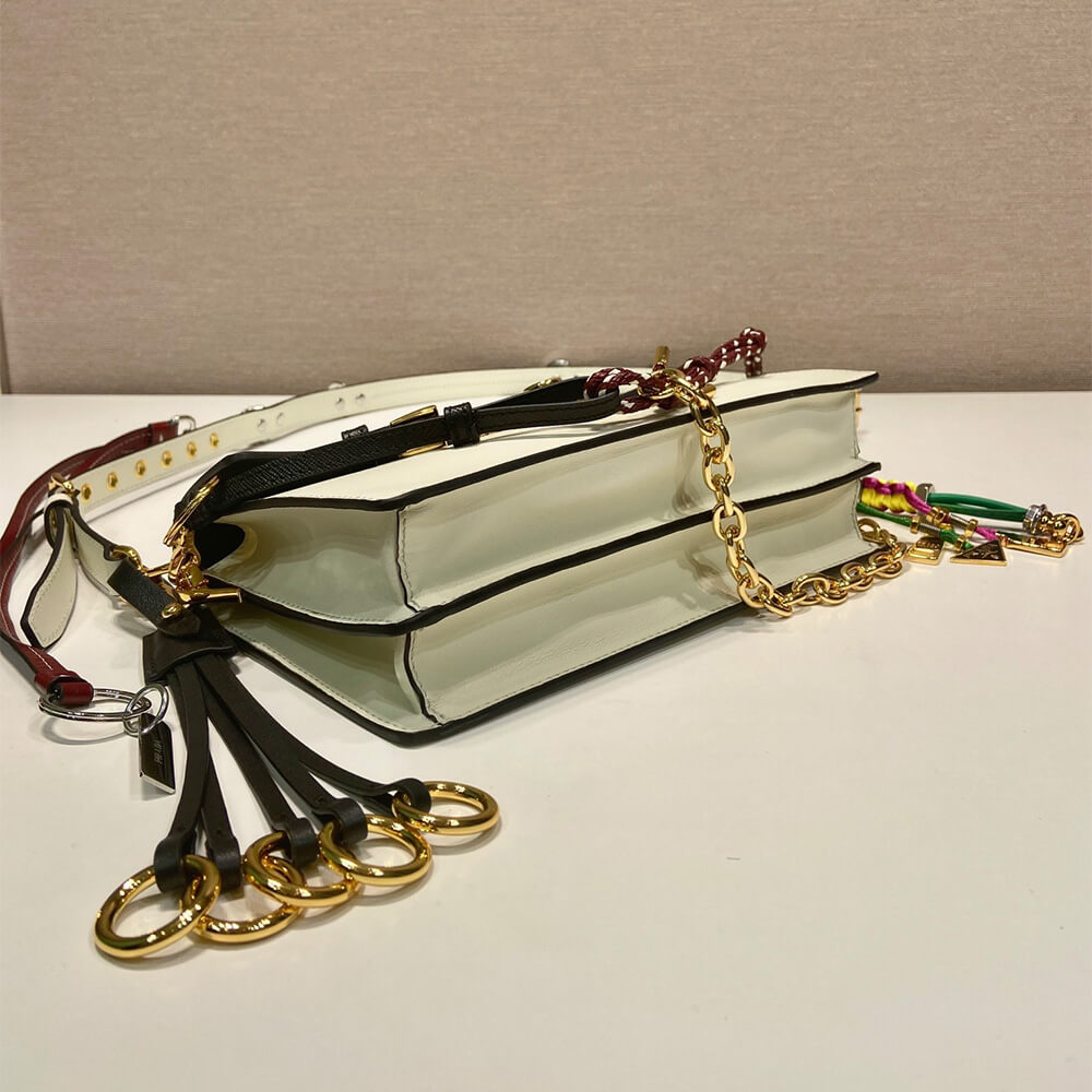 Prada Soft Sound small leather shoulder bag with charms(high-end grade)