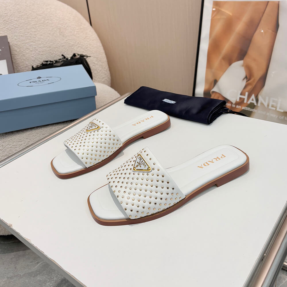 Prada Nappa leather slides with studs