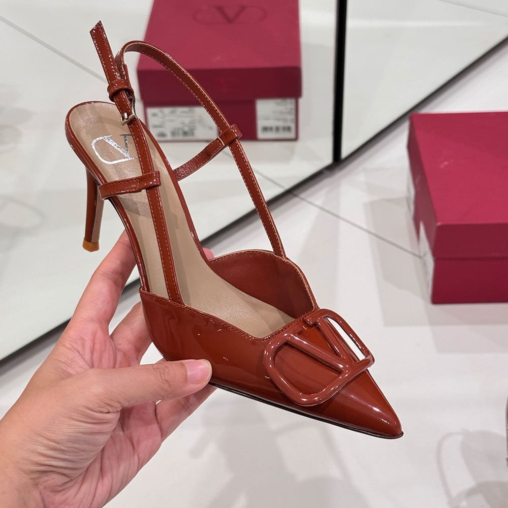 VALENTINO VLOGO SIGNATURE patent leather lace-up high heels (heel height 8 cm)