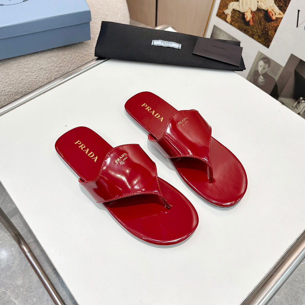 Prada Brushed leather thong sandals