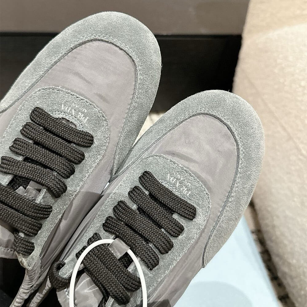 PRADA Collapse Re-Nylon and suede elasticized sneakers