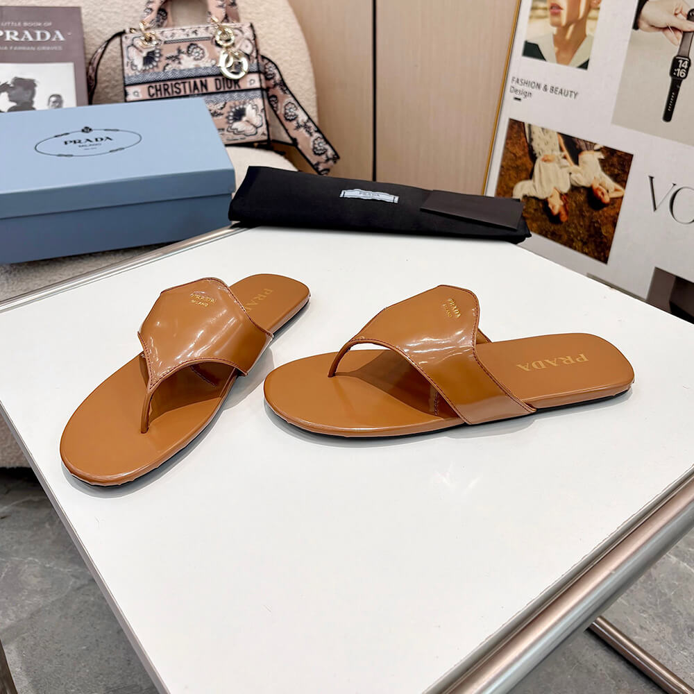 Prada Brushed leather thong sandals