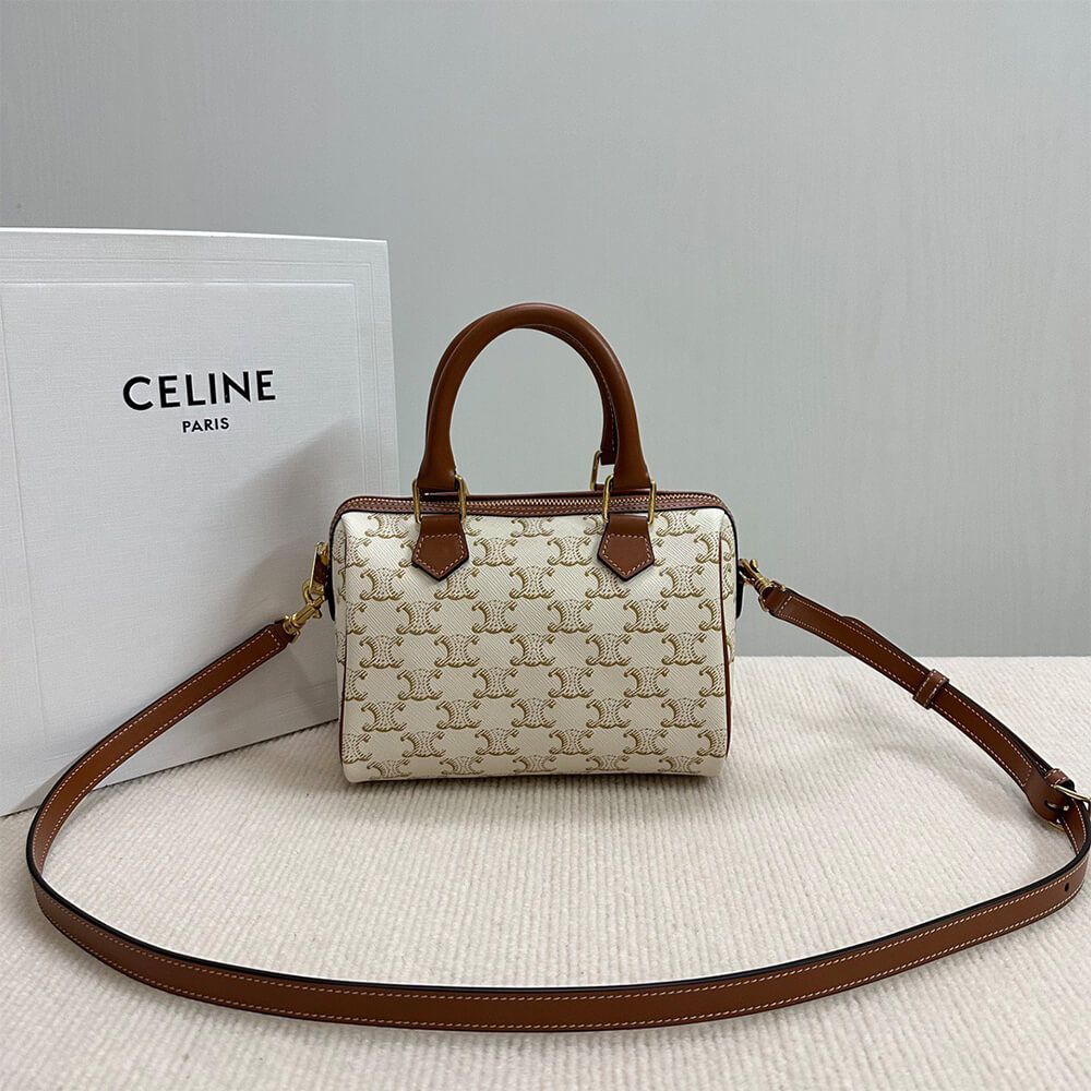 CELINE Small Boston IN Triomphe Canvas and calfskin